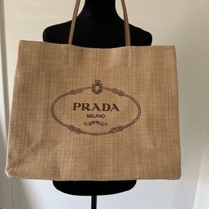 COPY - Authentic Prada rafia bag, NWOT,  dress it up or take to the beach. 3 in…